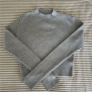 Brandy Melville Gray Ribbed Mock-neck Sweater (OS)
